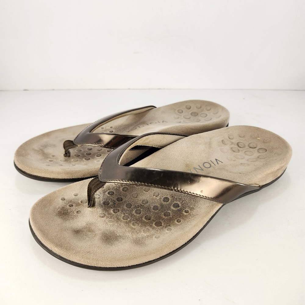 Vionic Women's Casual Freshy Arch Support Gray Thong Sandals Size 5.5-6